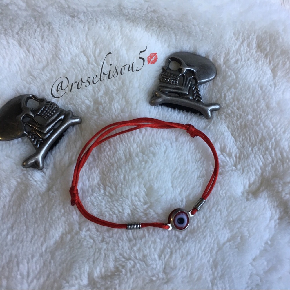 🧿Boho Evil Eye Bead Silk Cord Bracelet - Picture 2 of 7